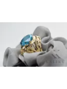 Aquamarine 8K жълто злато Пръстен Винтидж крафт vrc031x-aq Art Deco Руски стил СССР, съветски